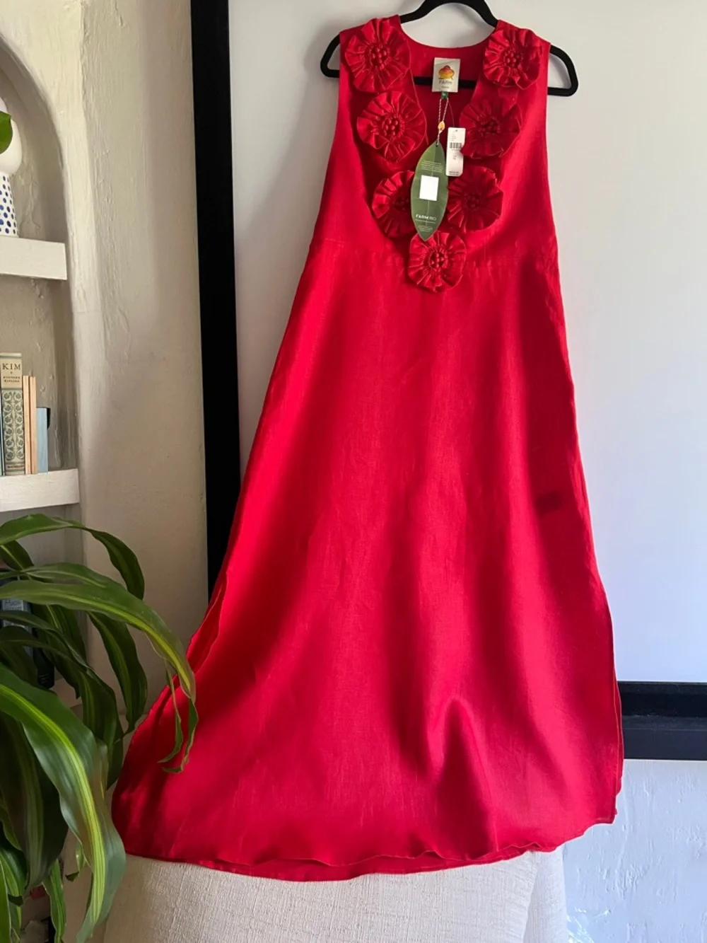 FARM Rio Red 3d Flower Maxi Dress Size XL NWT - Picture 9 of 16